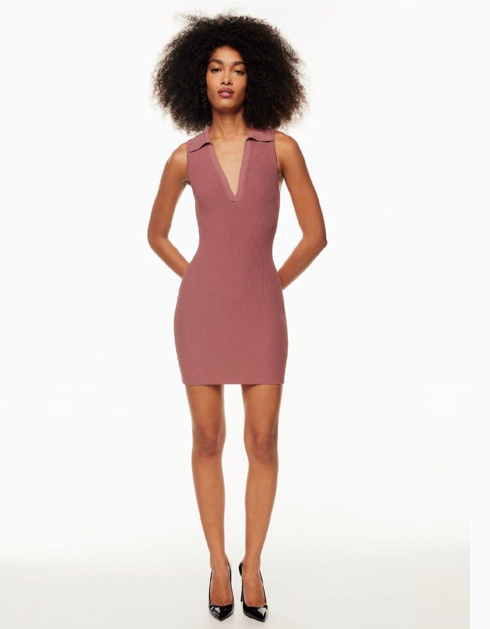 NWT Aritzia Babaton Ribbed Polo Mini Dress Size L